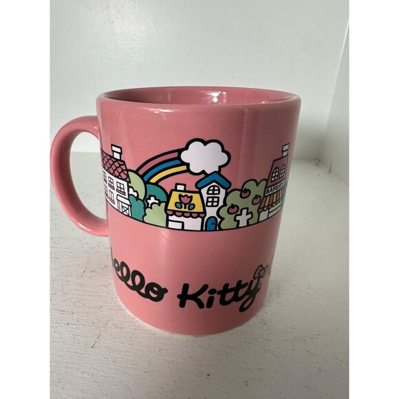Hello Kitty Pink Ceramic Mug With Apple & Village Design - Picture 3 of 5